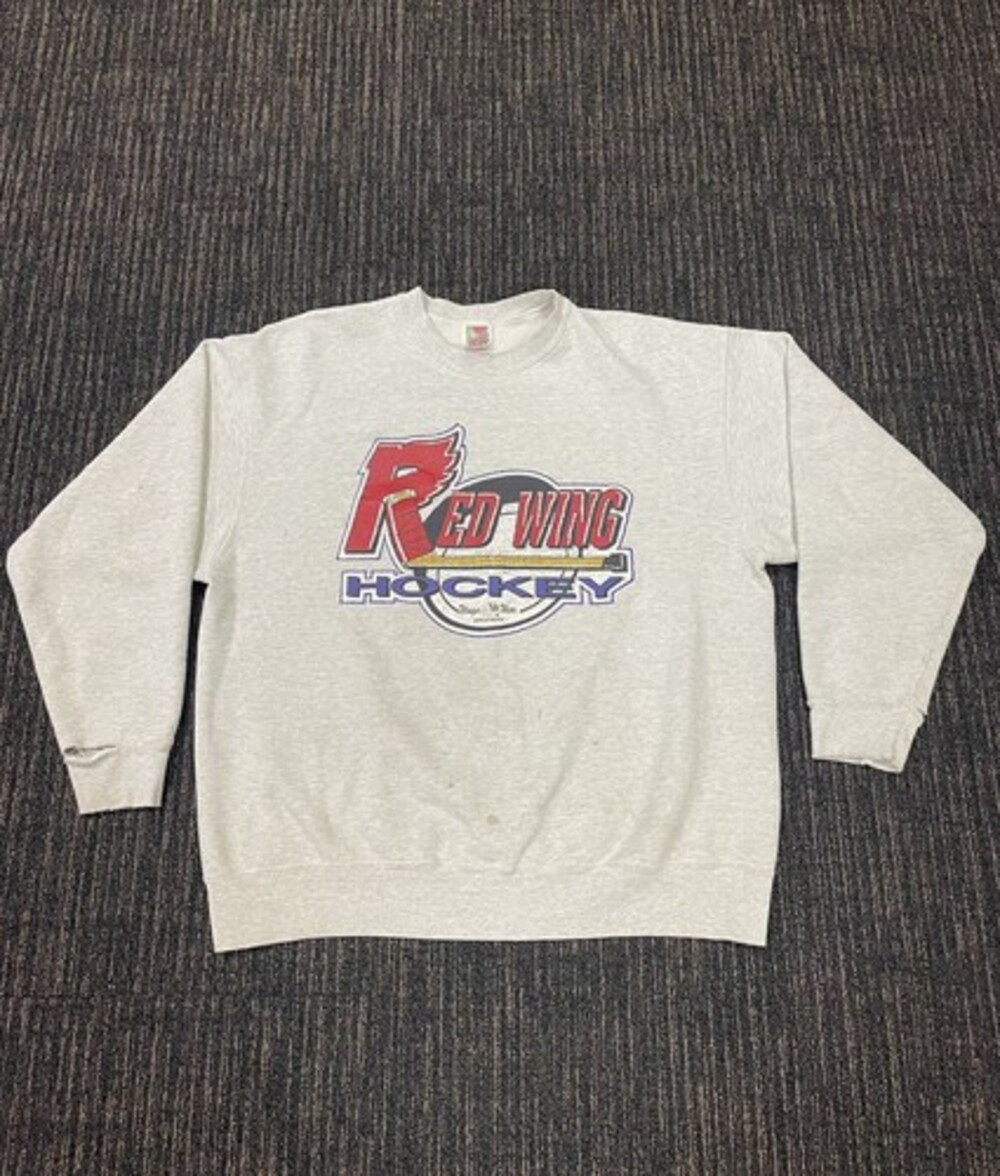 Vintage Red Wing Hockey Minnesota Sweatshirt Logo Spellout Wingers Size XXL FOTL